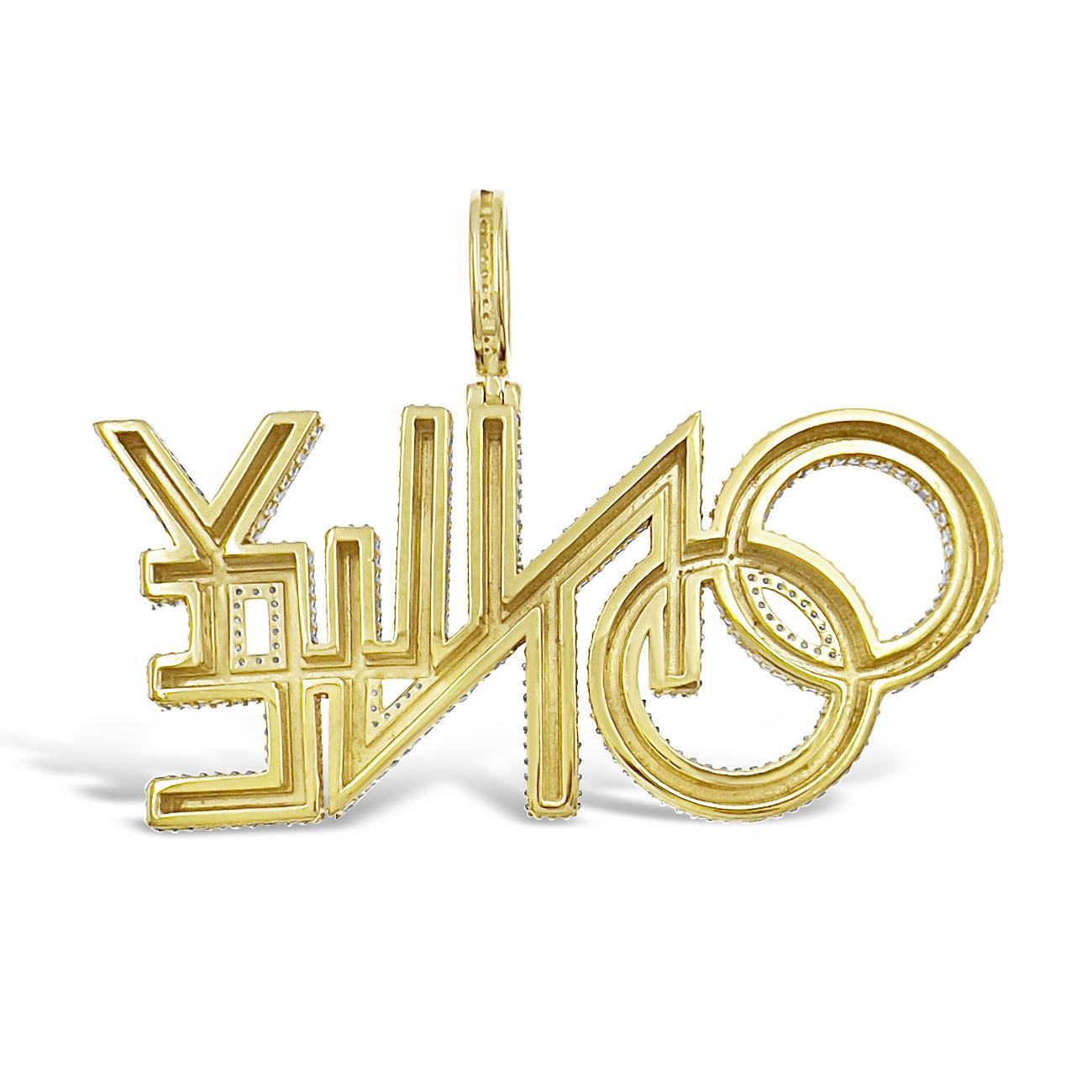 4.37 Cttw Round Diamond ONLY ONE Charm Mens Pendant 10k Yellow Gold