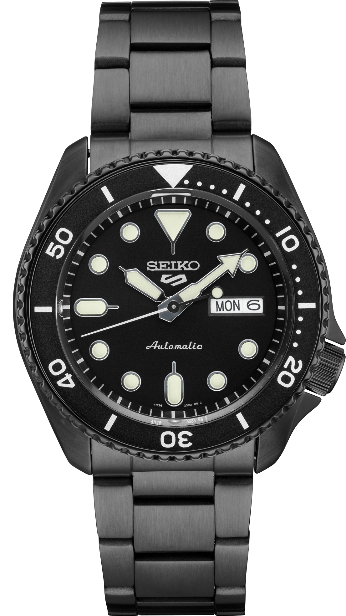 Seiko 5 Sports Black Dial Bracelet Automatic Mens Watch SRPD65