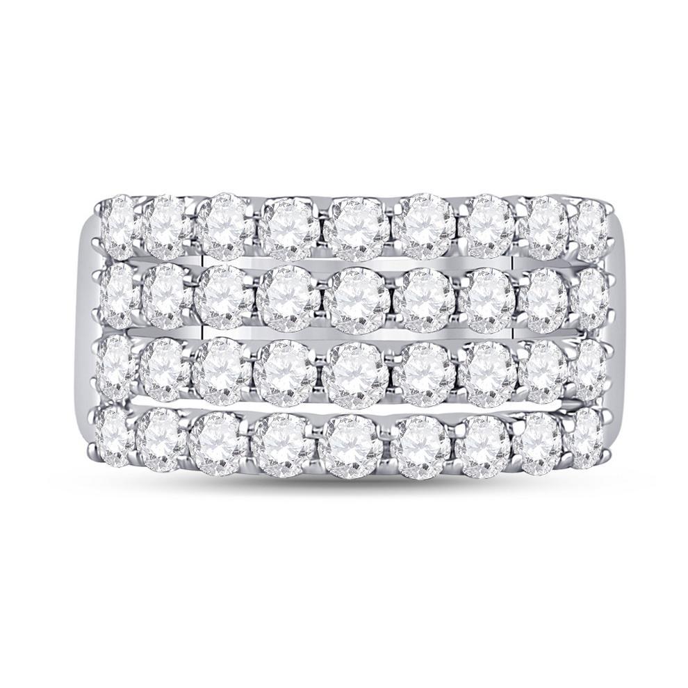2 Cttw Round Diamond Anniversary Womens 4 Row Band Ring 14k White Gold