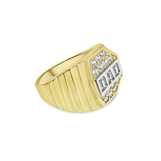 10K Two Tone Gold Mens Dad Signet Ring
