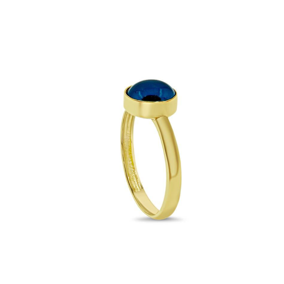 14K Yellow Gold Blue Evil Eye Womens Ring Protection Jewelry