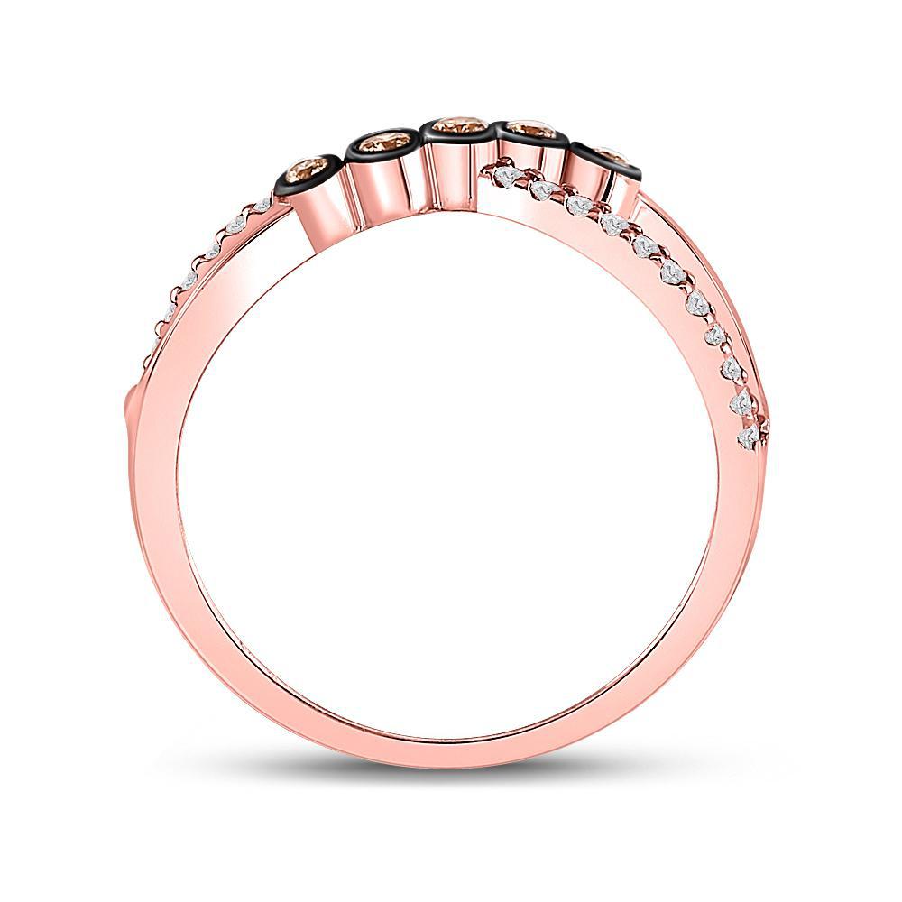 0.25 cttw Round Brown Diamond Infinity Womens Band X Ring 10k Rose Gold