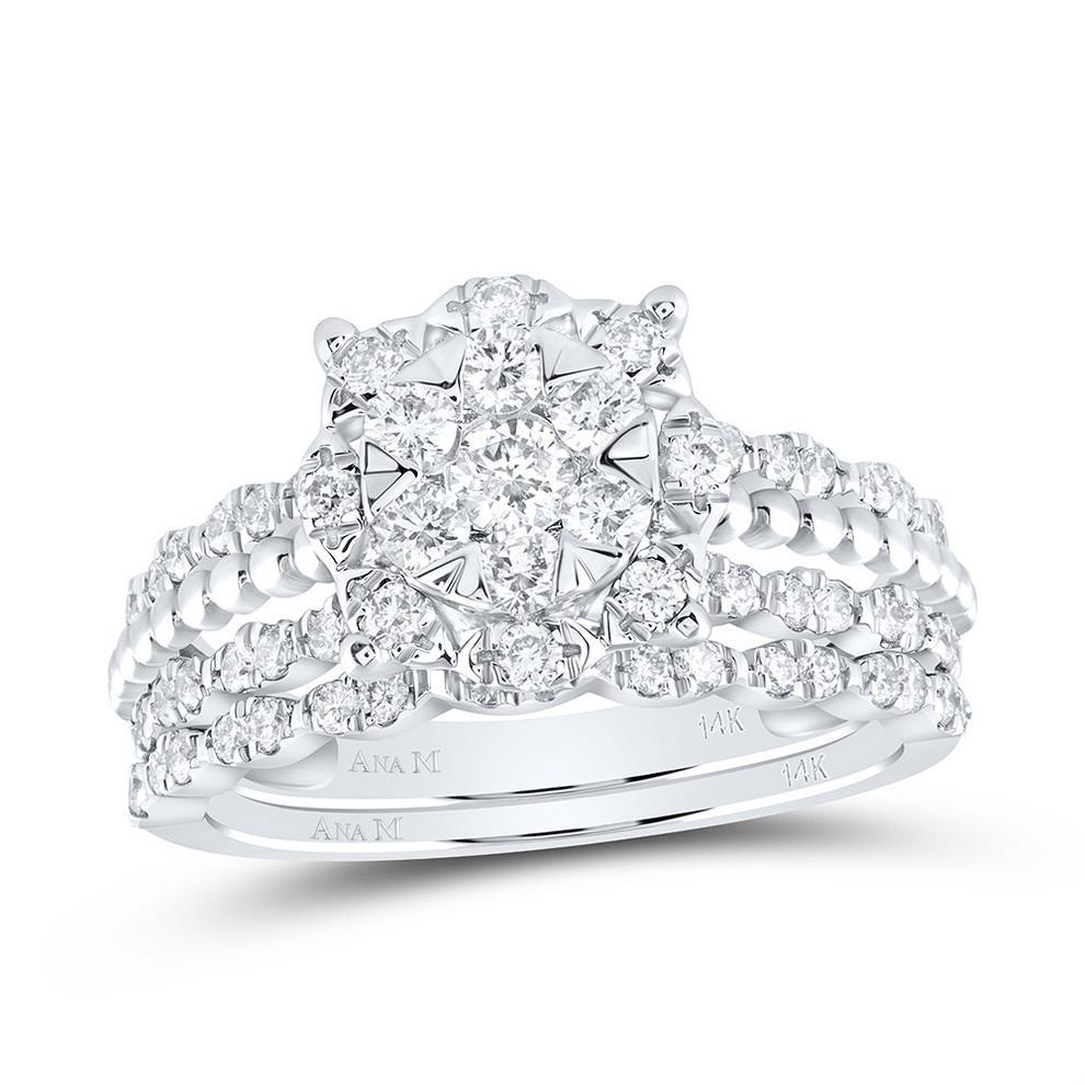1 Cttw Round Diamond Bridal Wedding Womens Ring Band Set 14kt White Gold