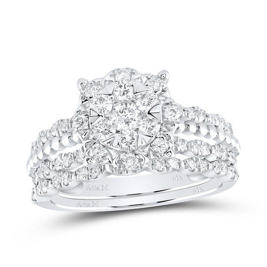 1 Cttw Round Diamond Bridal Wedding Womens Ring Band Set 14kt White Gold