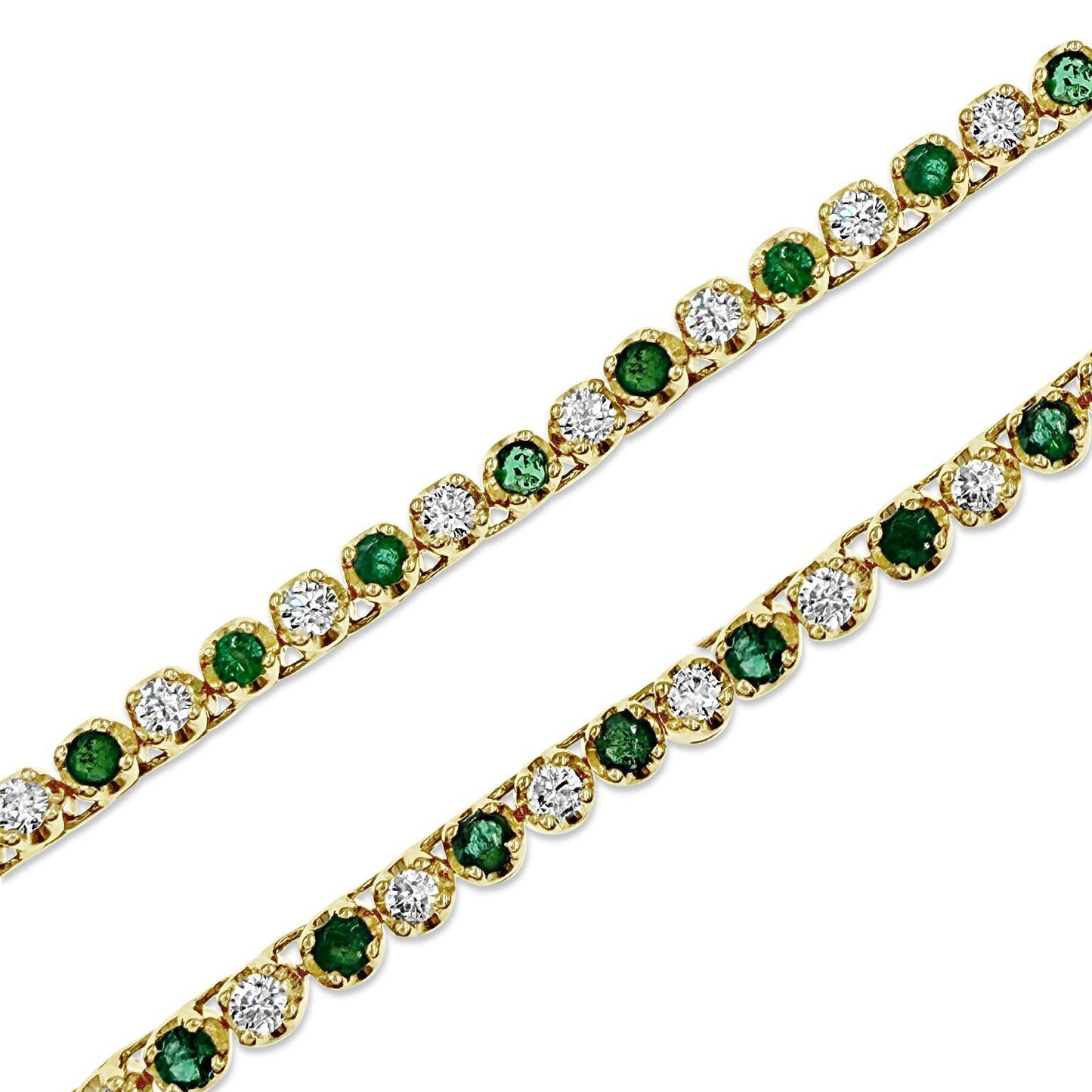 Natural Emerald & Diamond Tennis Necklace 14k Yellow Gold 5.68 Cttw