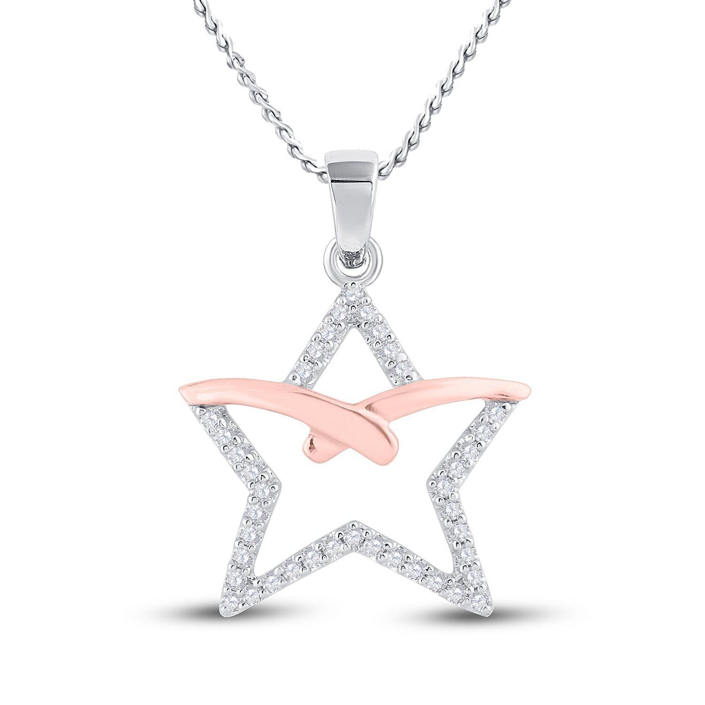 0.17ctw Diamond Star Pendant 10k Two-Tone Gold