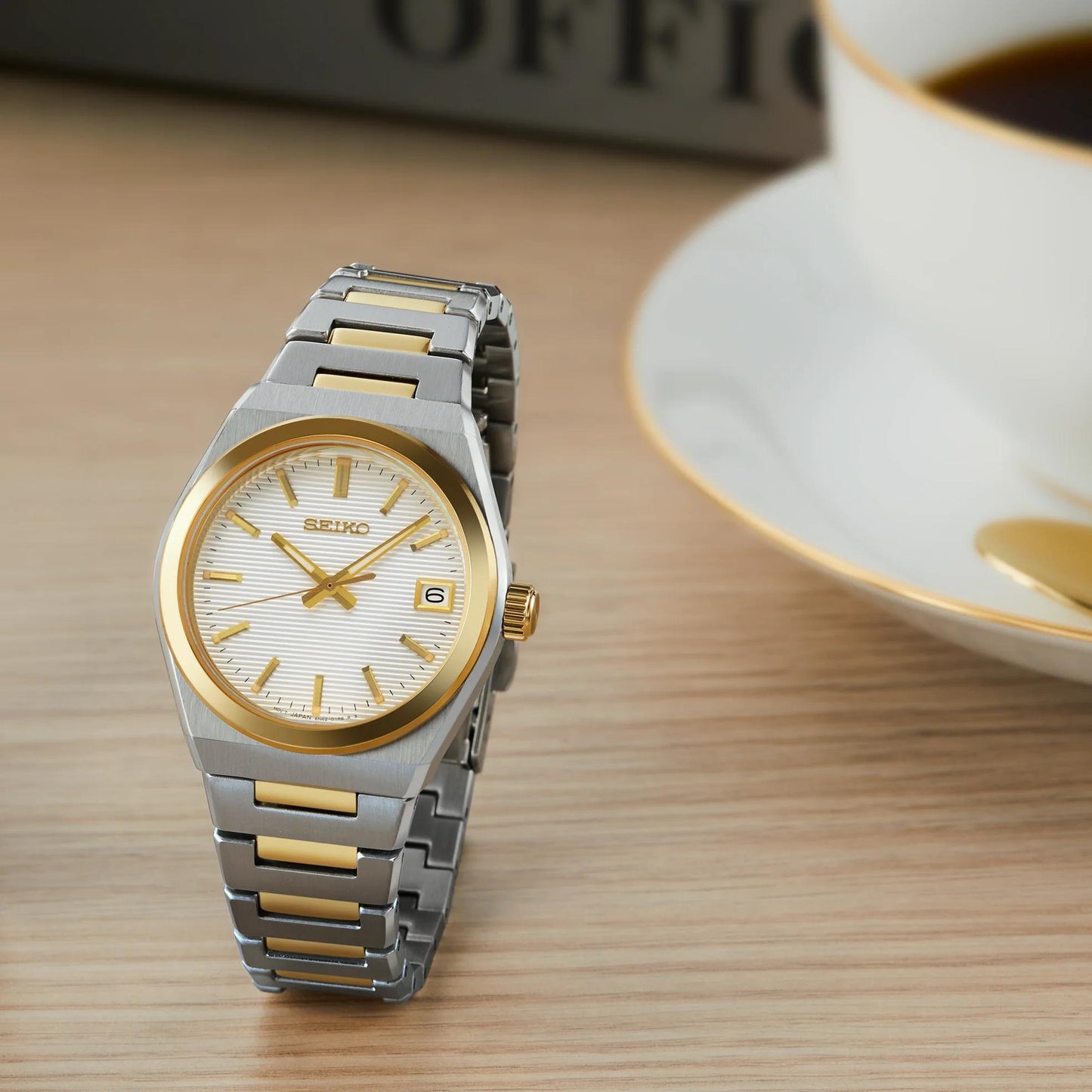 Seiko Essentials Quartz Two tone White Dial Womens Watch SUR578