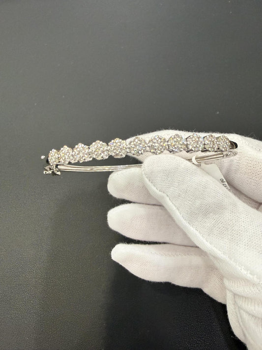 1.00ctw Diamond Cluster Bangle Bracelet 10K White Gold