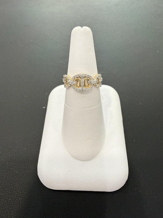 0.50ctw Diamond Mariner Link Ring 14K Yellow Gold
