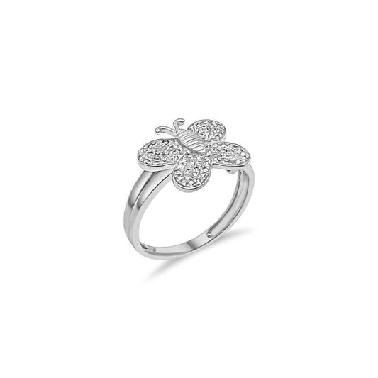0.20 cttw Diamond Butterfly Womens Ring 10k White Gold