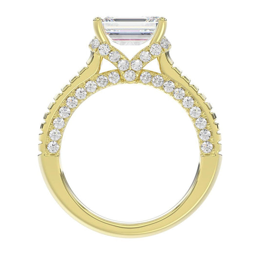 3ctw Lab Grown Emerald Cut East West Engagement Ring 14K Yellow Gold