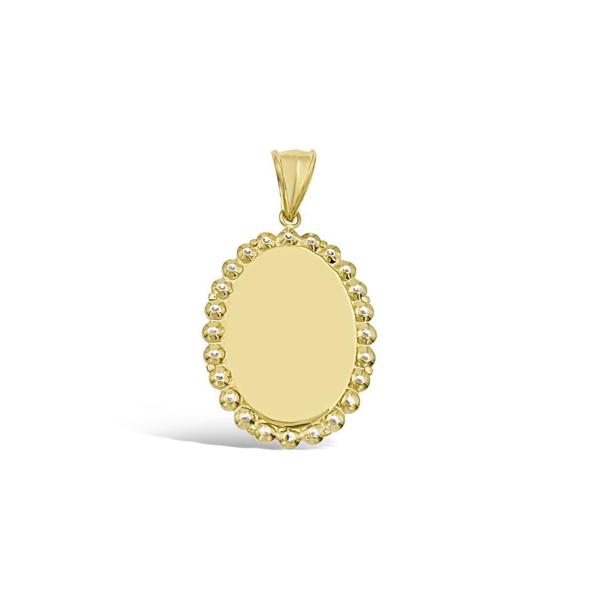 14k Gold Baby Angel Pendant Oval Charm 1.3"