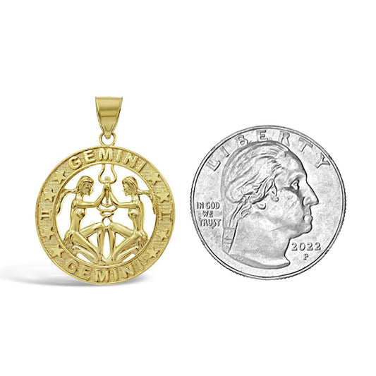 10k Yellow Gold Gemini Pendant Zodiac Star Sign