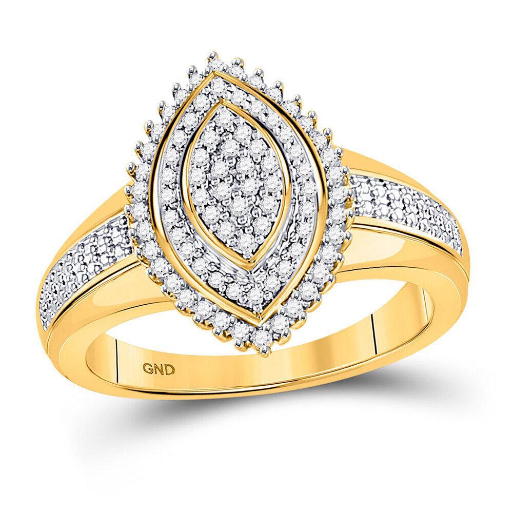0.25 cttw Diamond Marquise Shape Cluster Engagement Womens Ring 10k Yellow Gold