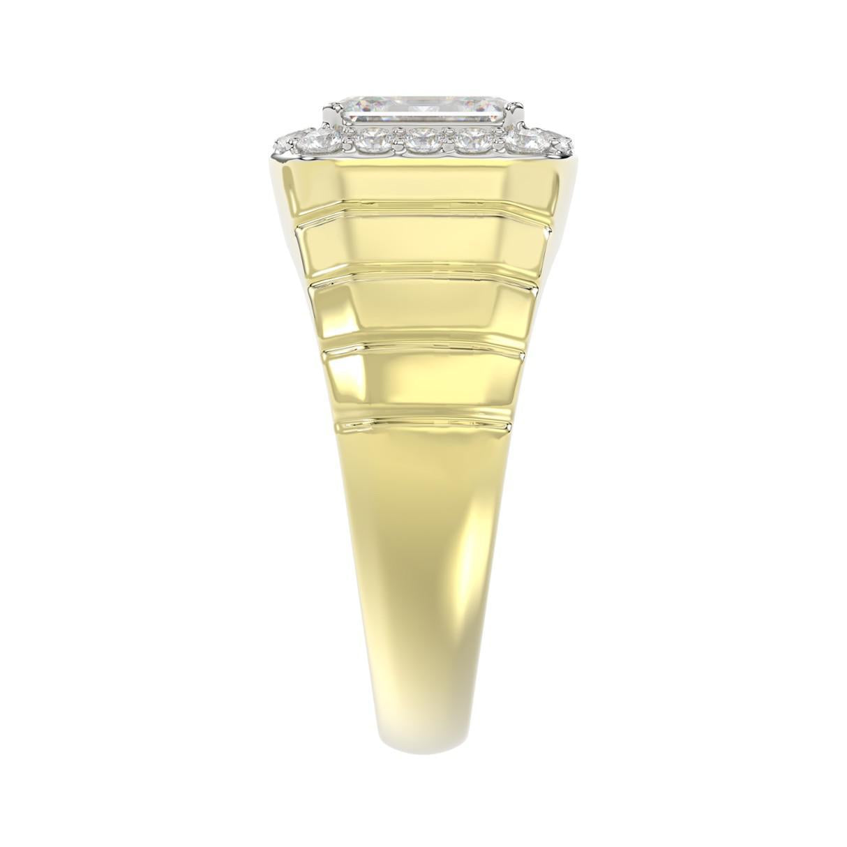 2.50 Cttw Lab Grown Diamond Emerald Halo IGI Certified Mens Ring Band 14k Gold