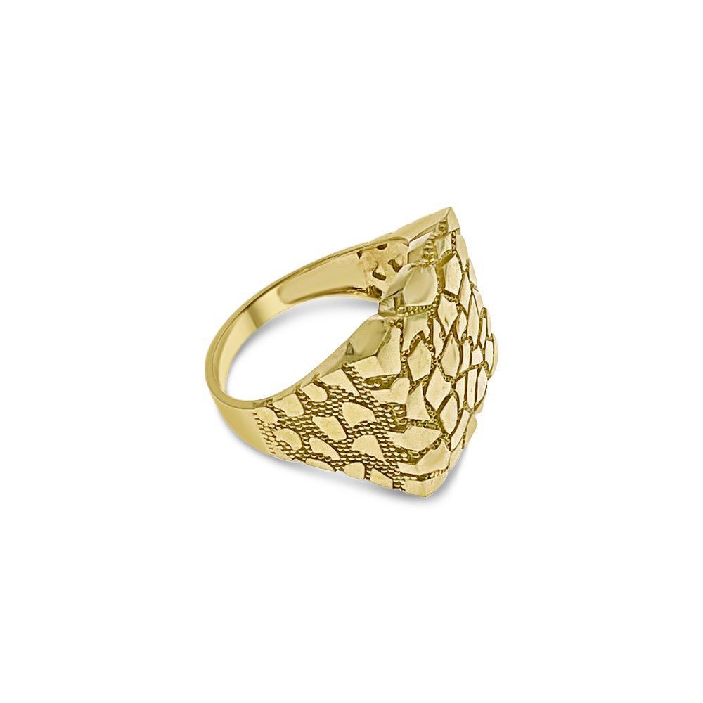 Nugget Square Signet Men's Signet Ring 10k Yellow Gold Band