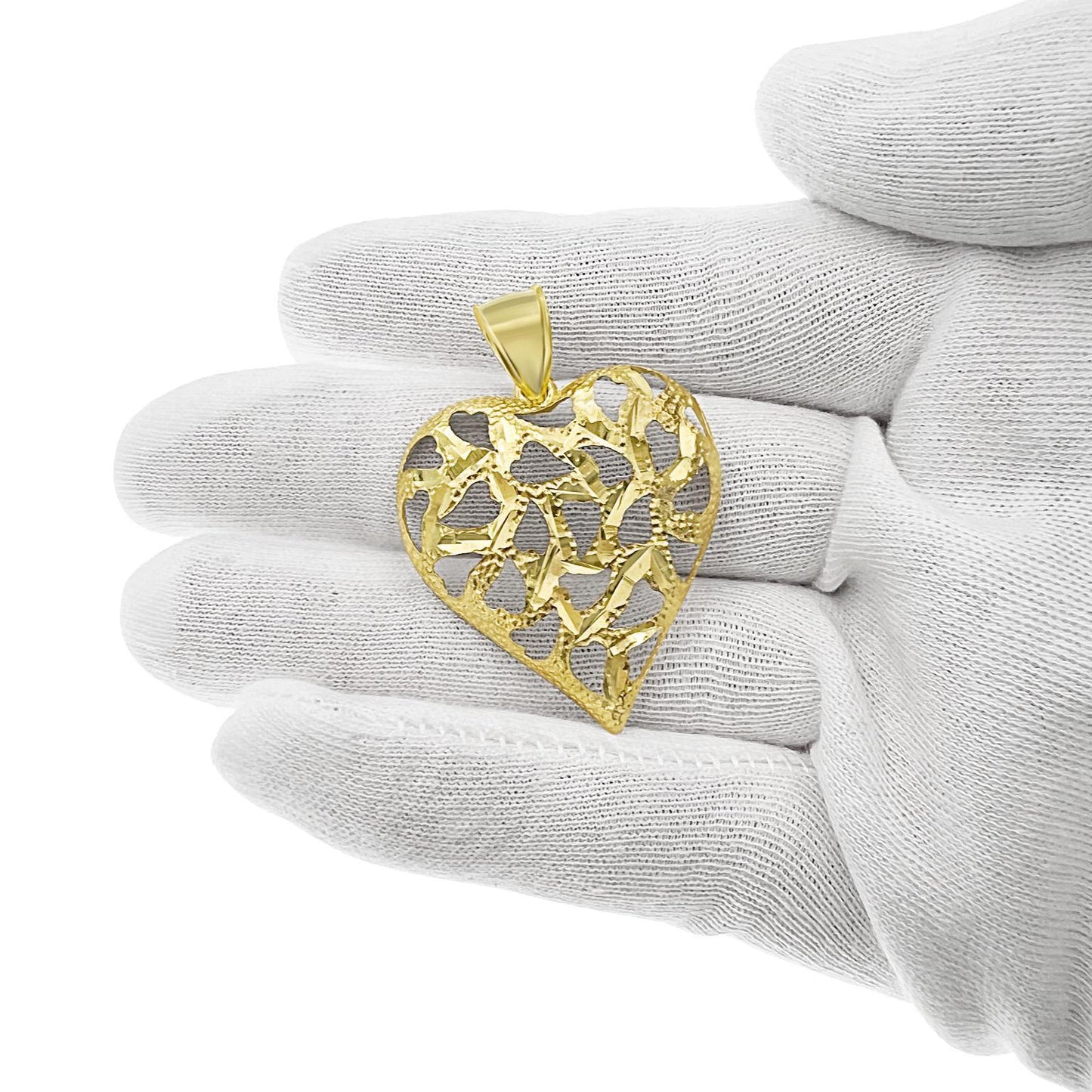 Heart Pendant Real 10k Yellow Gold Love Charm 1.7"