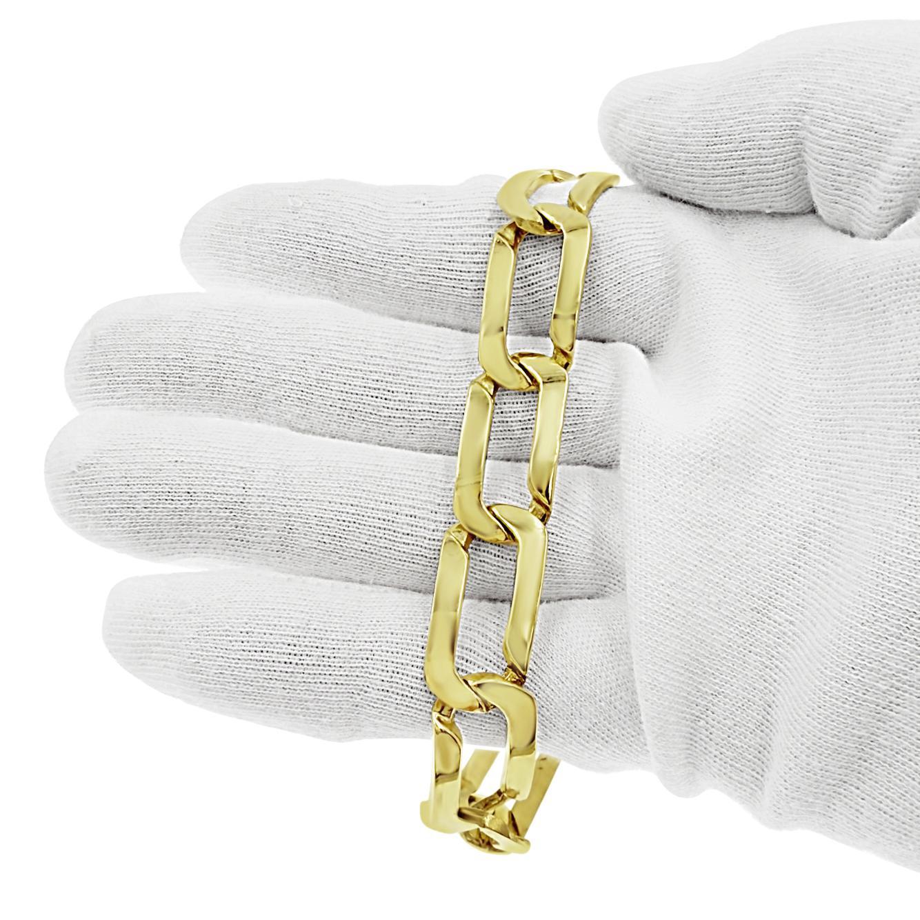 10K Yellow Gold Chunky Paperclip Link Chain Bracelet