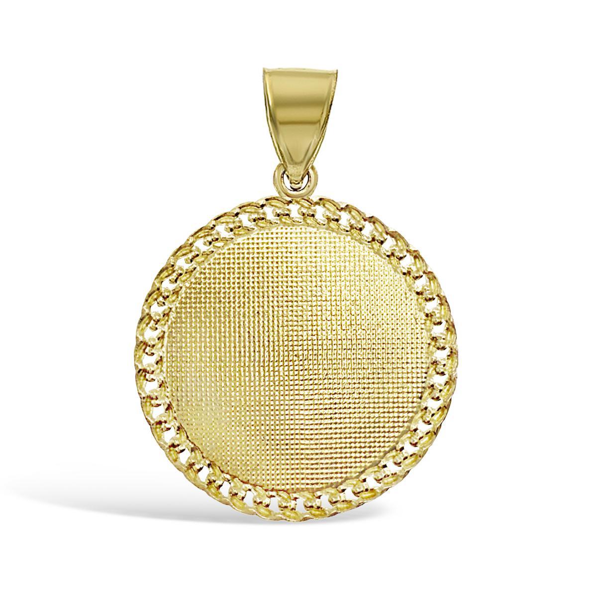 10K Gold Saint Barbara Medallion Mens Pendant Charm Simulated Ruby 1.6 inch