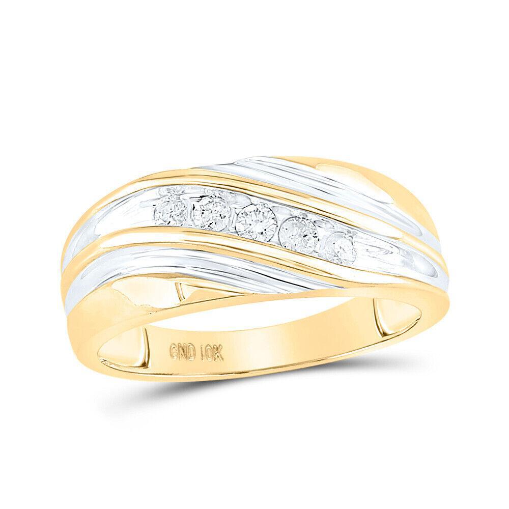 0.25 cttw Diamond Wedding Anniversary Mens Band Ring 10k Yellow Gold