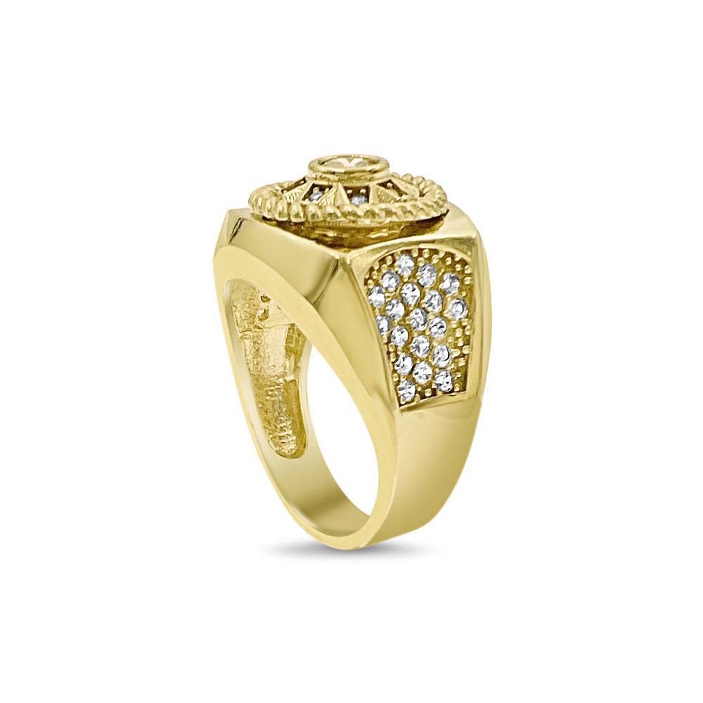 10k Yellow Gold Men's Signet Round Ring