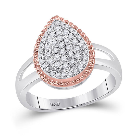 0.35ctw Diamond Pear Cluster Ring Split Shank 10K White Rose Gold