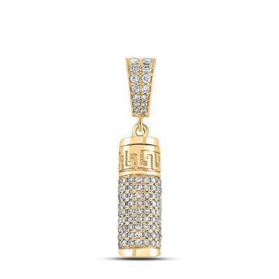 1 cttw Round Diamond Urn Cylinder Charm Pendant 10k Yellow Gold
