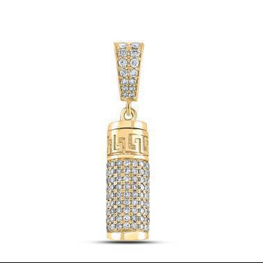 1 ctw Round Diamond Urn Cylinder Charm Pendant 10k Yellow Gold
