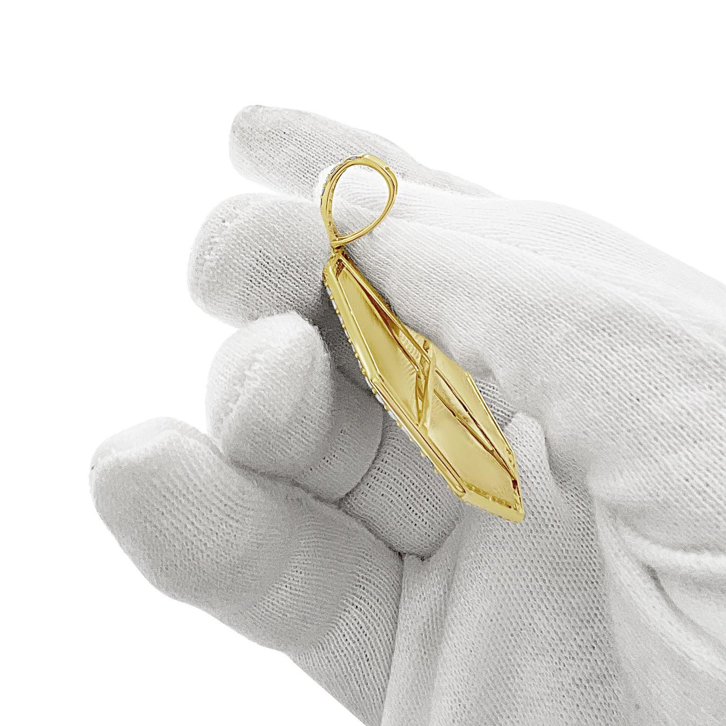 1.39cttw Diamond Memory Pendant 10k Gold Octagon Charm Picture Photo Frame 2"