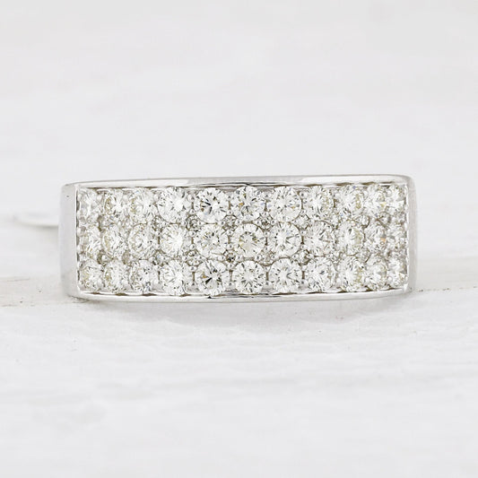 1.40ctw Diamond Wide Band Ring 14K White Gold Men’s Pavé