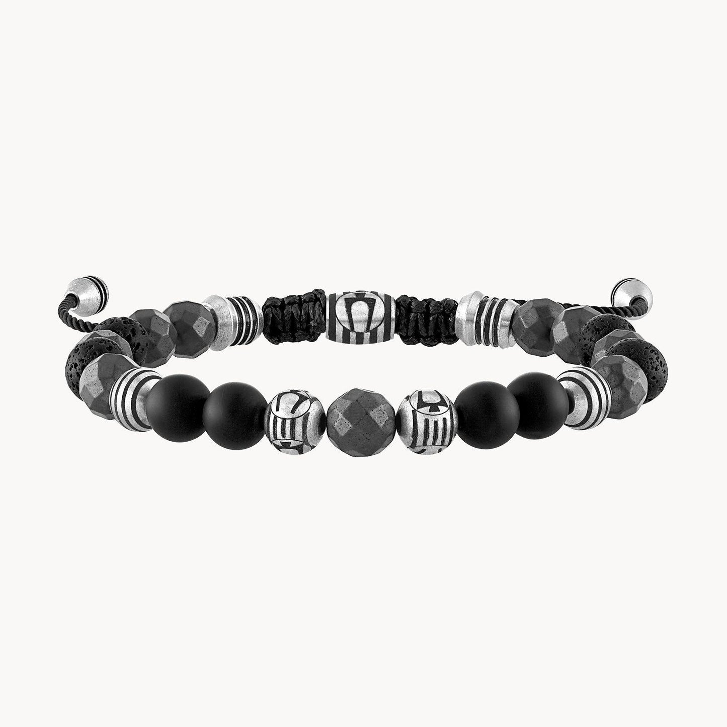 Bulova Classic Bolo Bracelet Matte Black Onyx Beads BVB1072-NSTMA