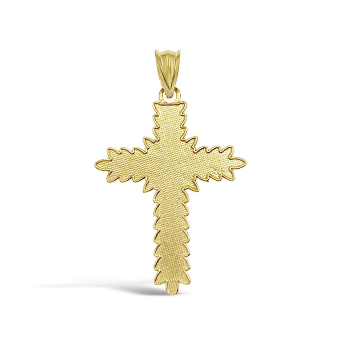 10K Yellow Gold Cross Textured Pendant