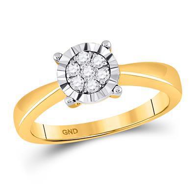 Diamond Round Cluster Bridal Engagement Ring 10k Yellow Gold