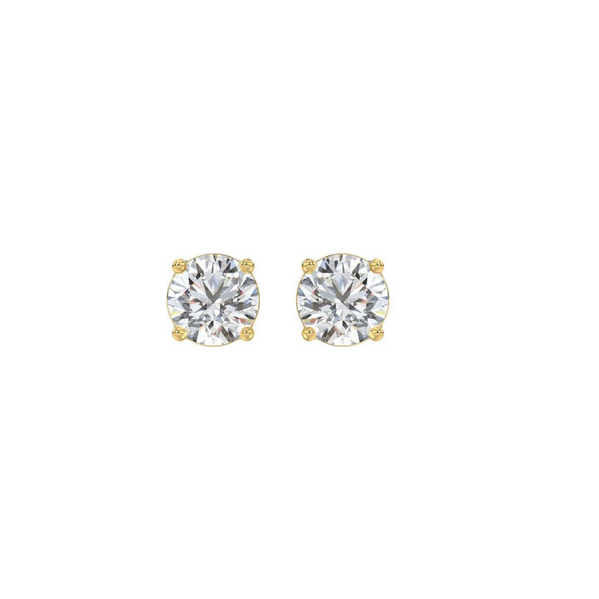 0.5ct Lab Grown Round Diamond Solitaire IGI Certified Earrings Stud 14k Gold