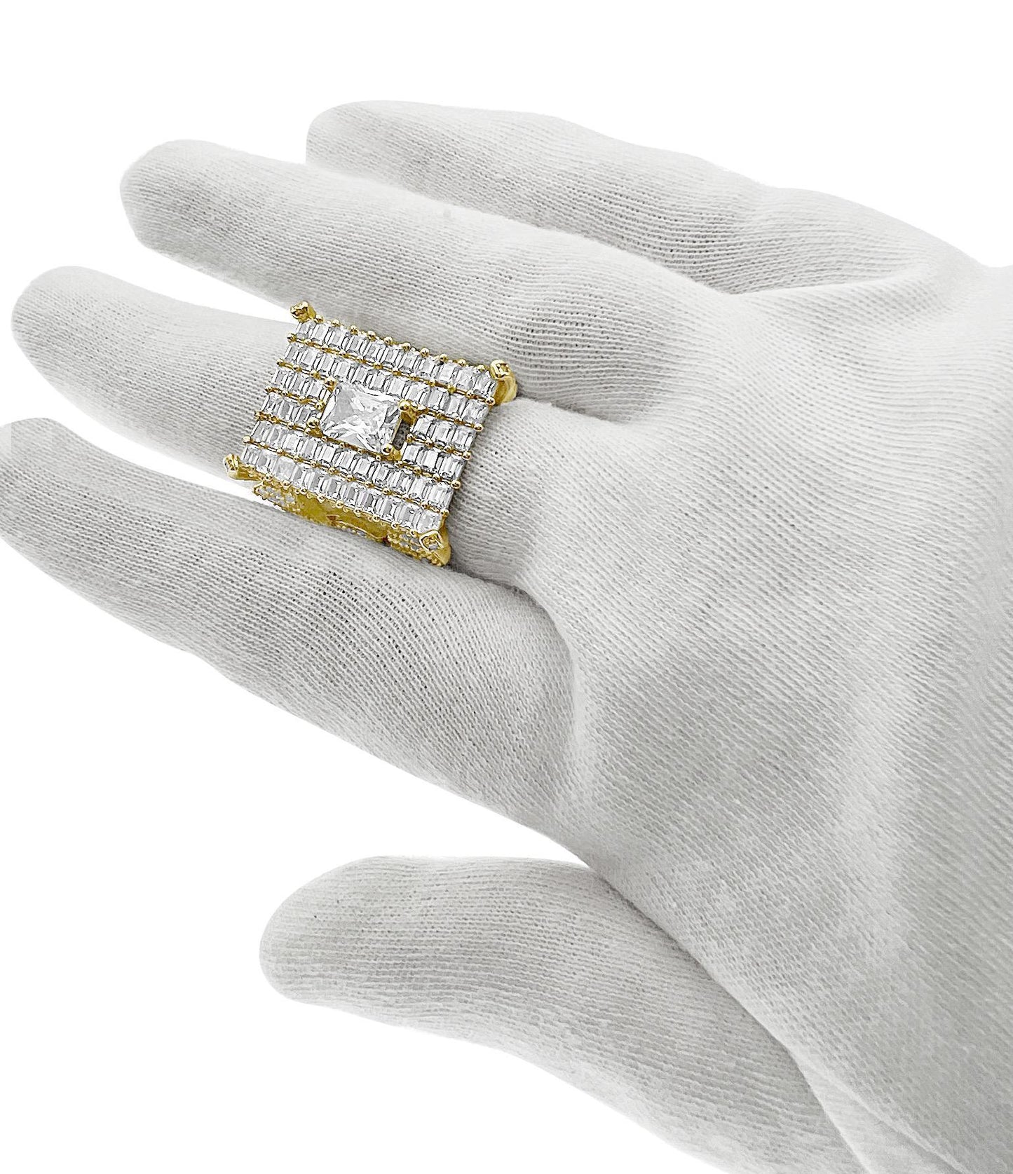 10k Gold Ring Mens CZ Iced Band Size 10