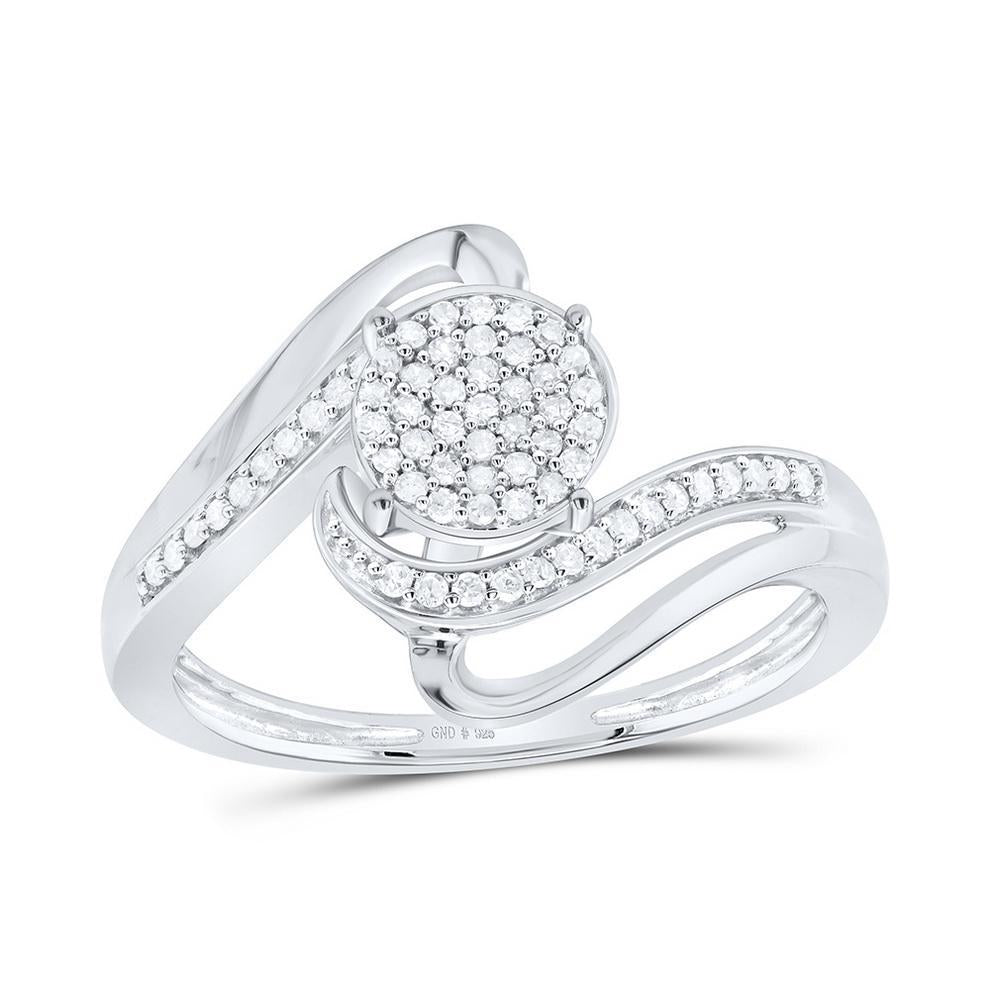 0.20 cttw Diamond Cluster Bridal Wedding Engagement Ring 925 Sterling Silver