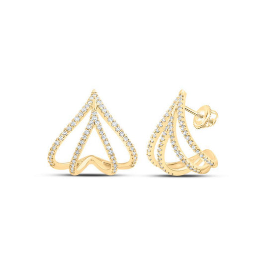 0.48ctw Diamond Half Hoop Stud Earrings 10k Yellow Gold