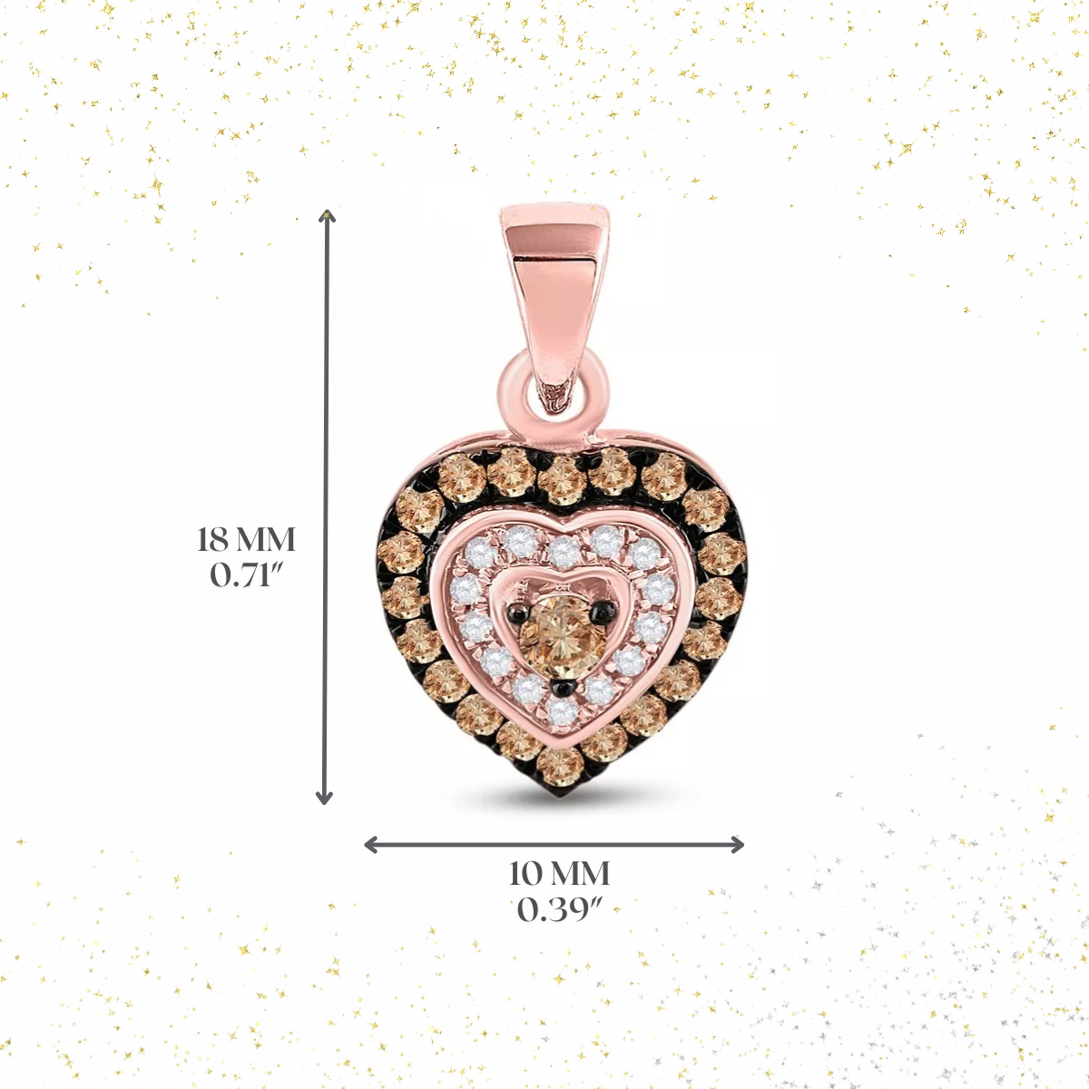 0.30Ctw Chocolate Diamond Heart Pendant 10k Rose Gold Womens