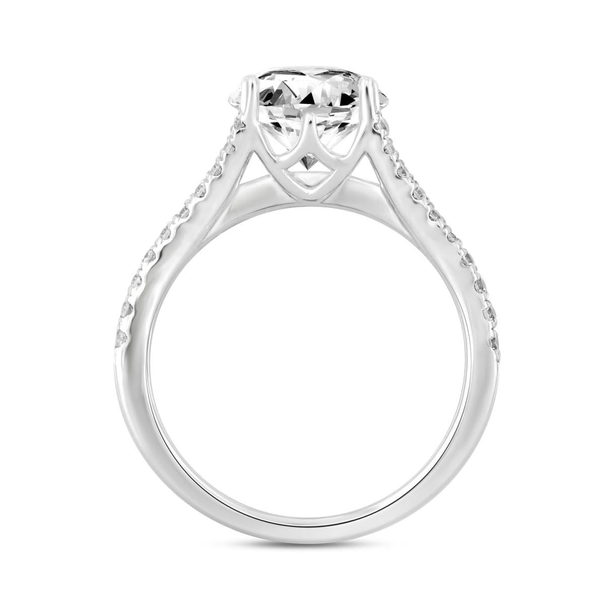 3.50 cttw Lab Grown Round Diamond Engagement Ring 14k White Gold