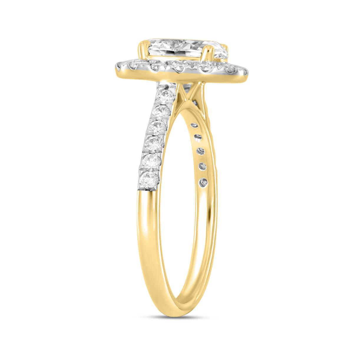 1.50 cttw Lab Grown Diamond Oval Halo Engagement Ring 14k Yellow Gold