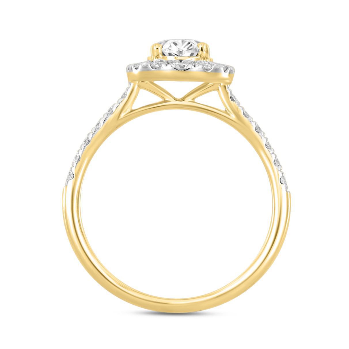1.50 cttw Lab Grown Diamond Oval Halo Engagement Ring 14k Yellow Gold
