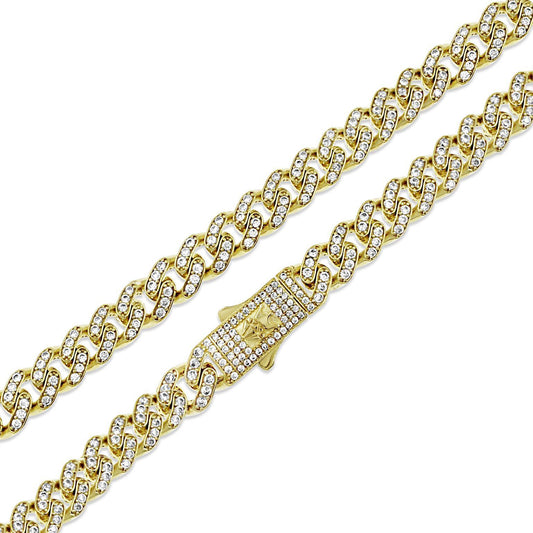 14k Yellow Gold Miami Cuban Monaco Link Chain Necklace 9mm