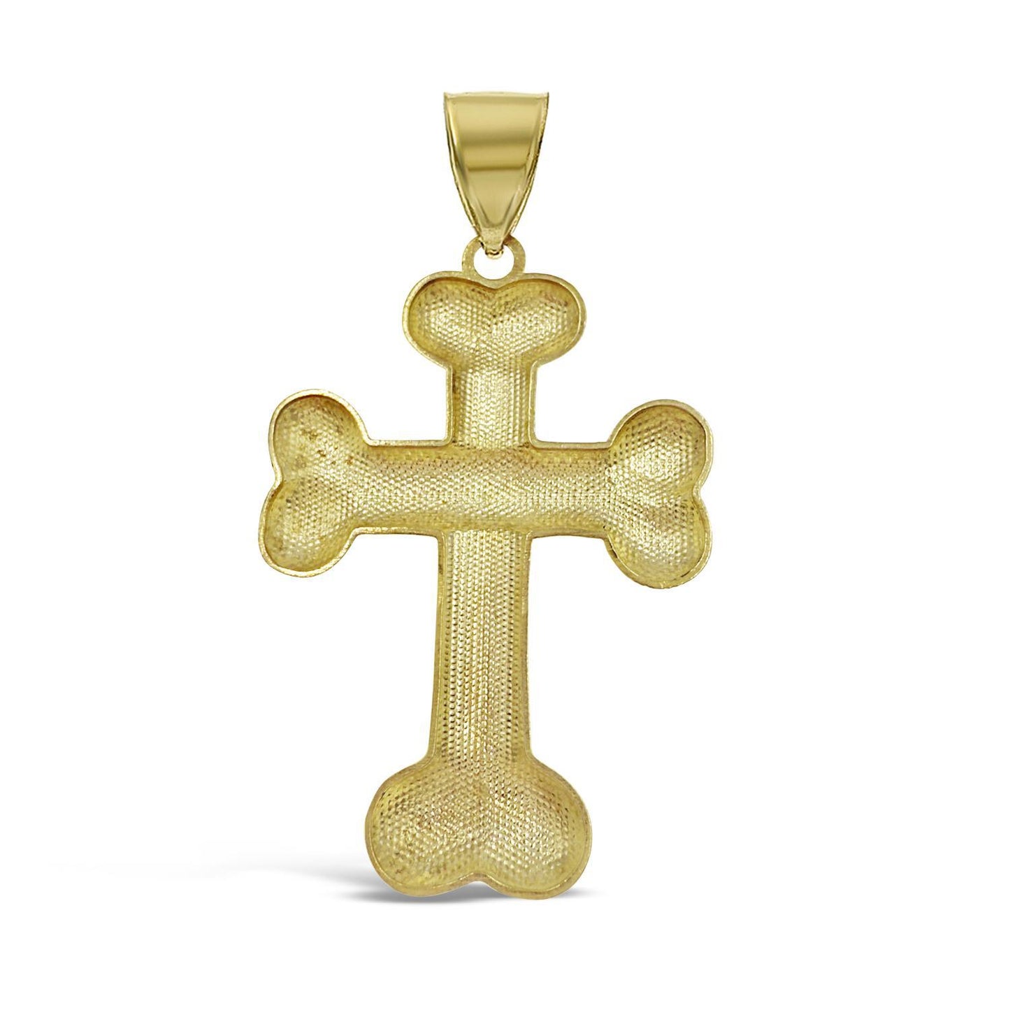10K Yellow Gold Puffy Cross Pendant Charm 2 inch