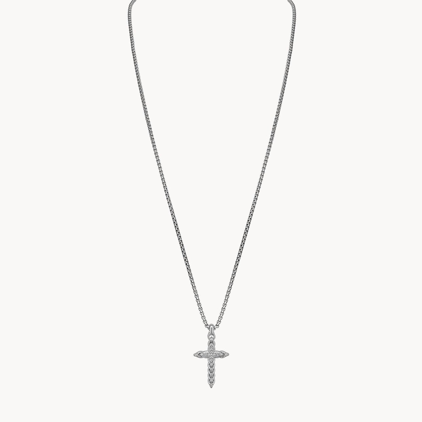 Bulova Link 0.20cttw Diamond Cross Pendant Necklace 925 Silver BVP1085-WSQ7