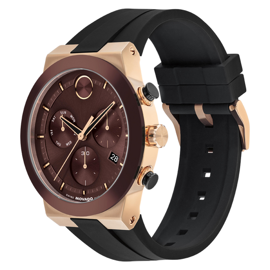 Movado Bold Quartz Chronograph Cherry Dial Mens Watch 3601332