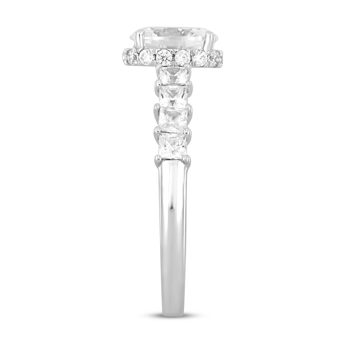2.5 cttw Lab Grown Princess Oval Round Diamond Engagement Ring 14k White Gold