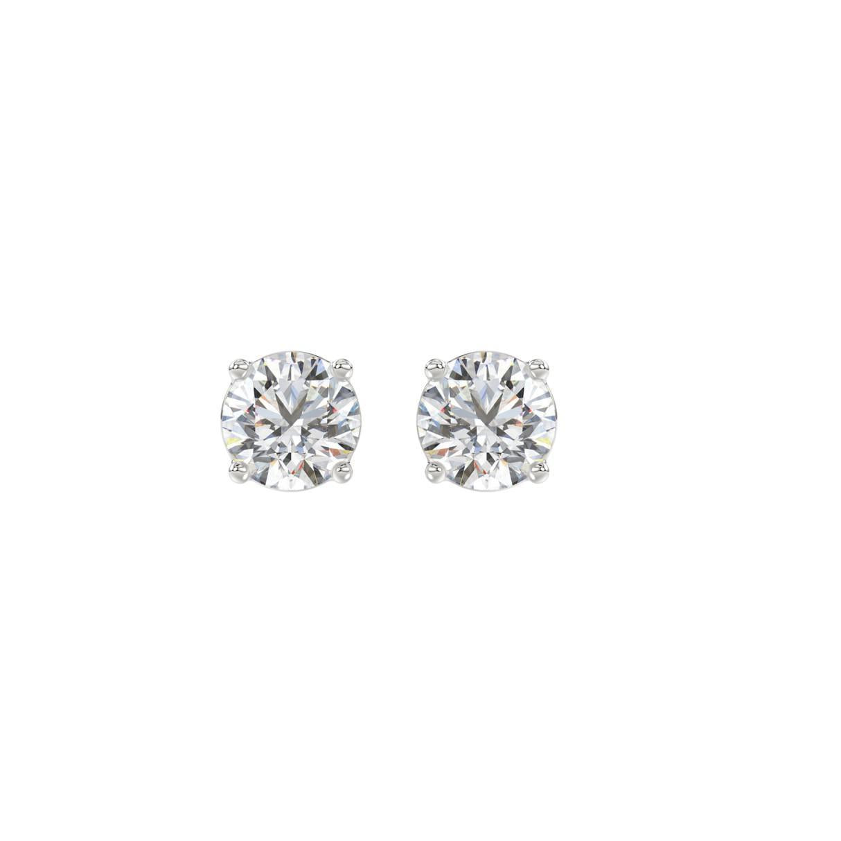 1 ct Lab Grown Diamond Round Solitaire IGI Certified Earring Stud 14k White Gold