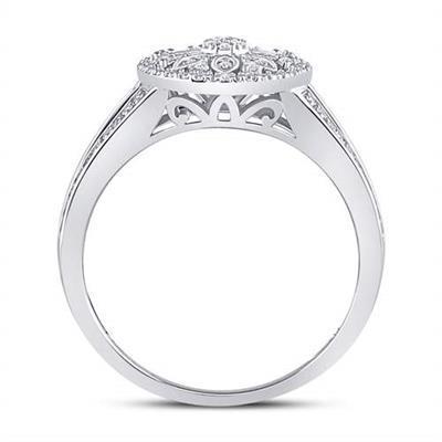 Diamond Flower Cluster Promise Ring 925 Sterling Silver