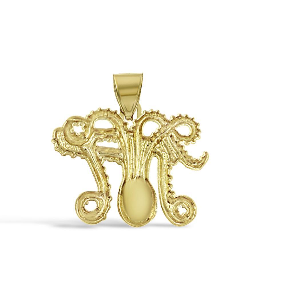 14K Yellow Gold Octopus Tentacle Pendant Charm 1 inch