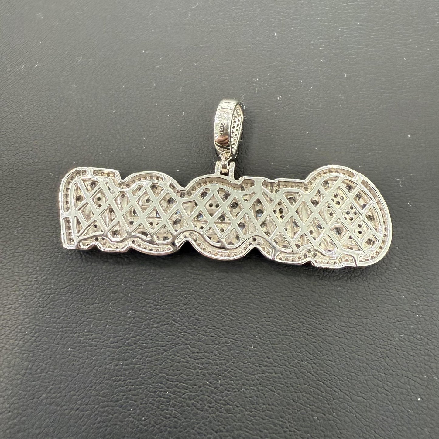 Queen Sign Pendant 925 Sterling Silver CZ Iced Out Bling Charm